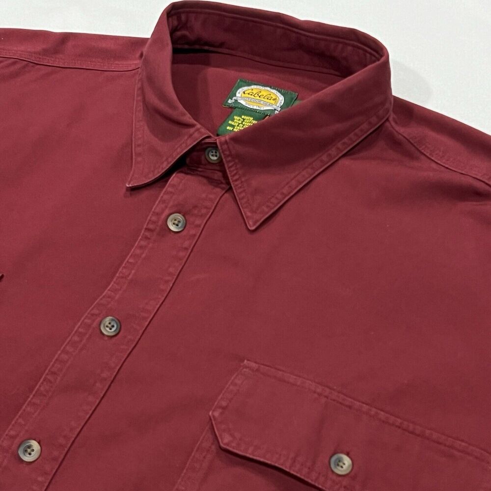 Cabelas Outdoor Red Work Button Jacket Long Sleeve Heavy Shirt Sz 2XLT 2XL TALL